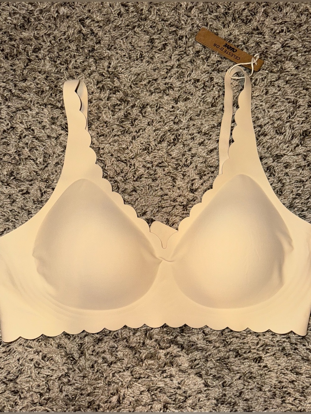 Celeste D’or Curve Scalloped Deep V Push-Up Seamless Wireless Jelly Bra